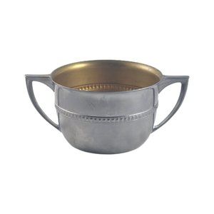 Antique Vintage Old Colonial Pewter Finished Silver Sugar Bowl Cup Metal Rustic